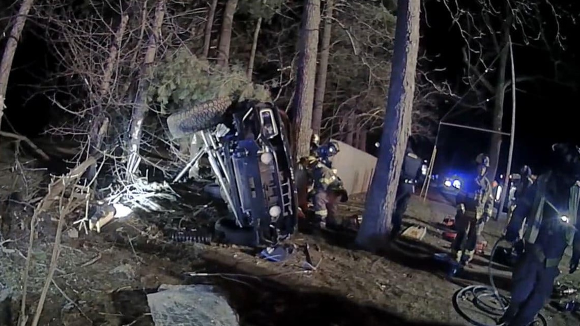 Kalamazoo rollover crash partially pins man between car and tree [Video]