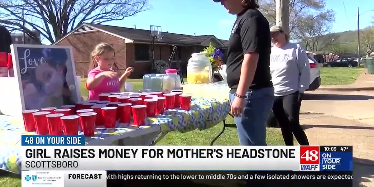 Girl raises money for mothers tombstone with lemonade stand [Video]