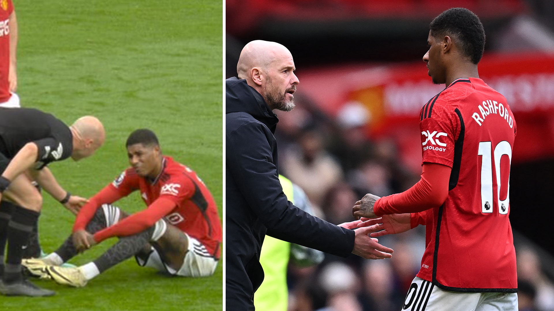 Marcus Rashford looks distressed as he is forced off injured in Man Utd’s clash against Liverpool [Video]