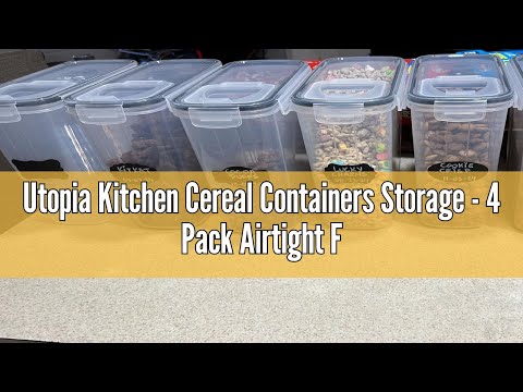 Utopia Kitchen Cereal Containers Storage – 4 Pack Airtight Food Storage Containers & Cereal Dispense [Video]