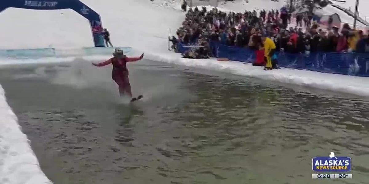 Hilltop skiers splish and splash in 3rd annual Pond Skim [Video]
