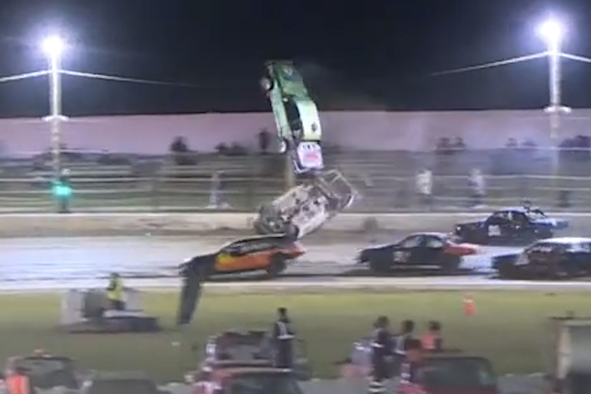 Crazy crash sends race car flying 90-degrees into the air (Video)