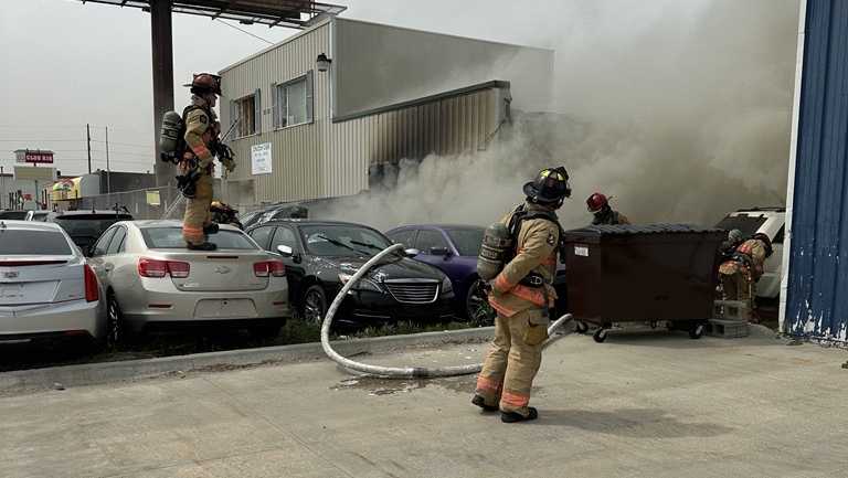 Car on fire inside building along Cornhusker Highway [Video]