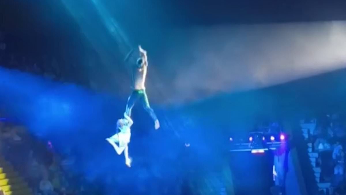 Circus suffers double disaster as two child acrobats plunge to the ground during aerial act – days after performing bear furiously attacked its handler [Video]