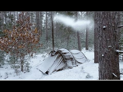 -36° Heavy Snowfall  3 Days Solo Camping in Lightweight Hot Tent – Winter Camping in a Snowstorm [Video]