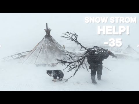 -35° Solo Camping 4 Days | Snowstorm Solo Hot Tent Winter Camping in Snow Storm, ASMR [Video]