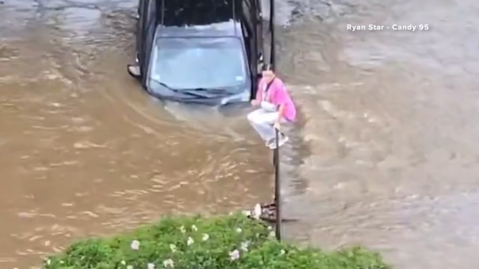 Driving in floodwater can be deadly, but 1 driver was rescued in College Station after video showed her heading into a creek