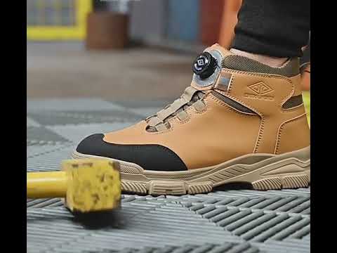 Swivel button steel toe work boots | MKsafety® [Video]