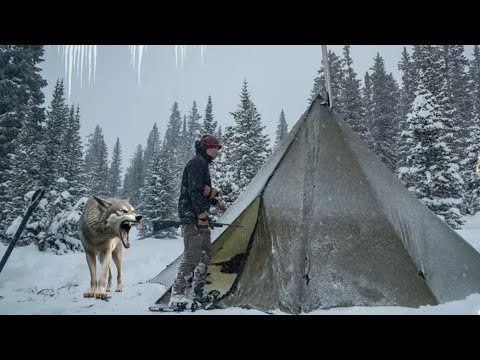 -42C WINTER CAMPING ALONE in a HOT TENT WINTER STORM – Snow Tent Camping Solo ASMR [Video]