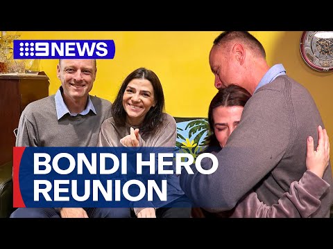 Bondi attack survivor meets mystery man who dragged her to safety | 9 News Australia [Video]