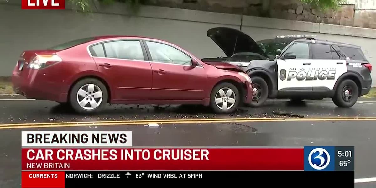 Driver slams into New Britain police cruiser [Video]
