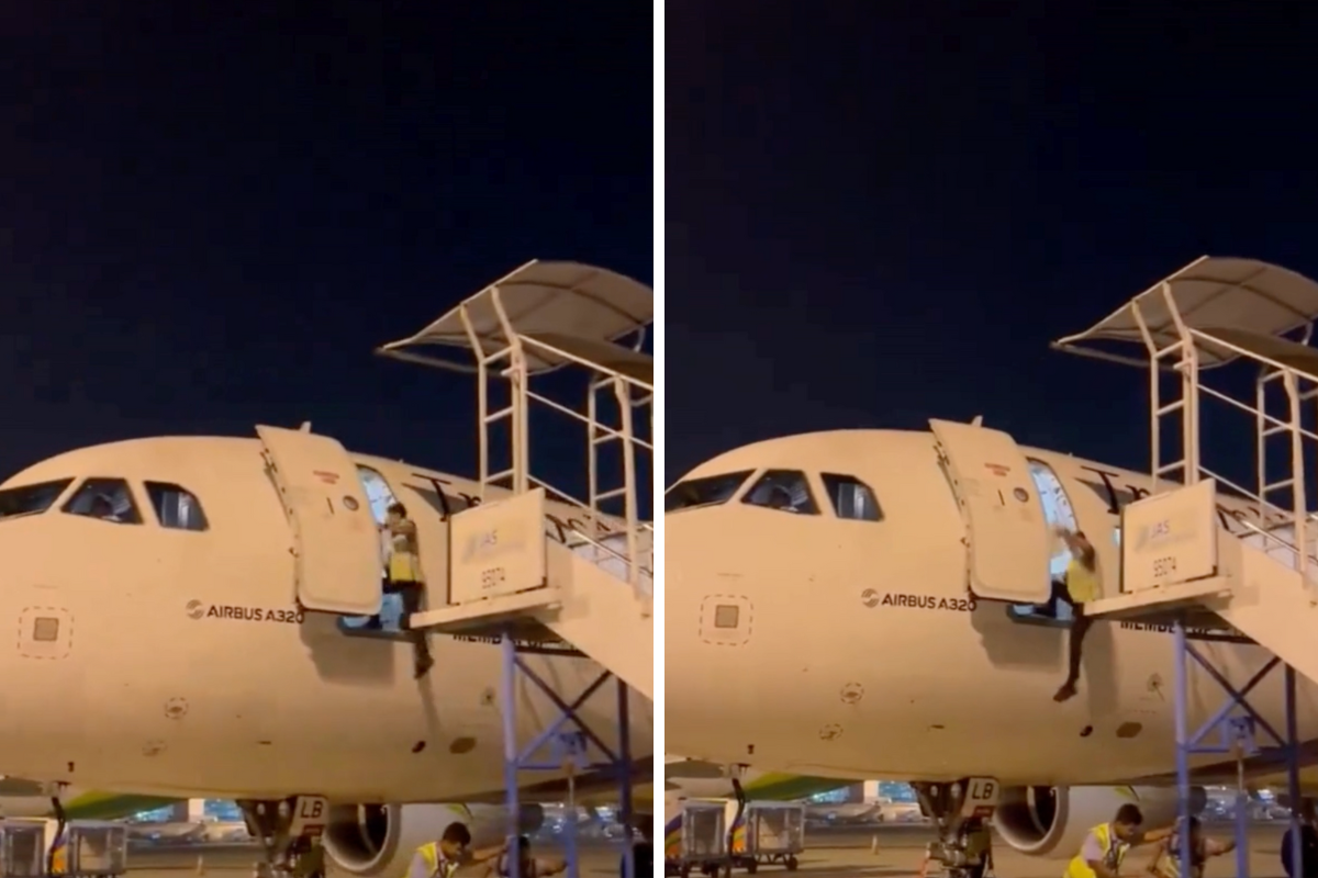 Airline Worker Miarcously Escapes Serious Injury After Falling From Open Aircraft Door When Colleagues Remove the Airstairs Too Soon [Video]