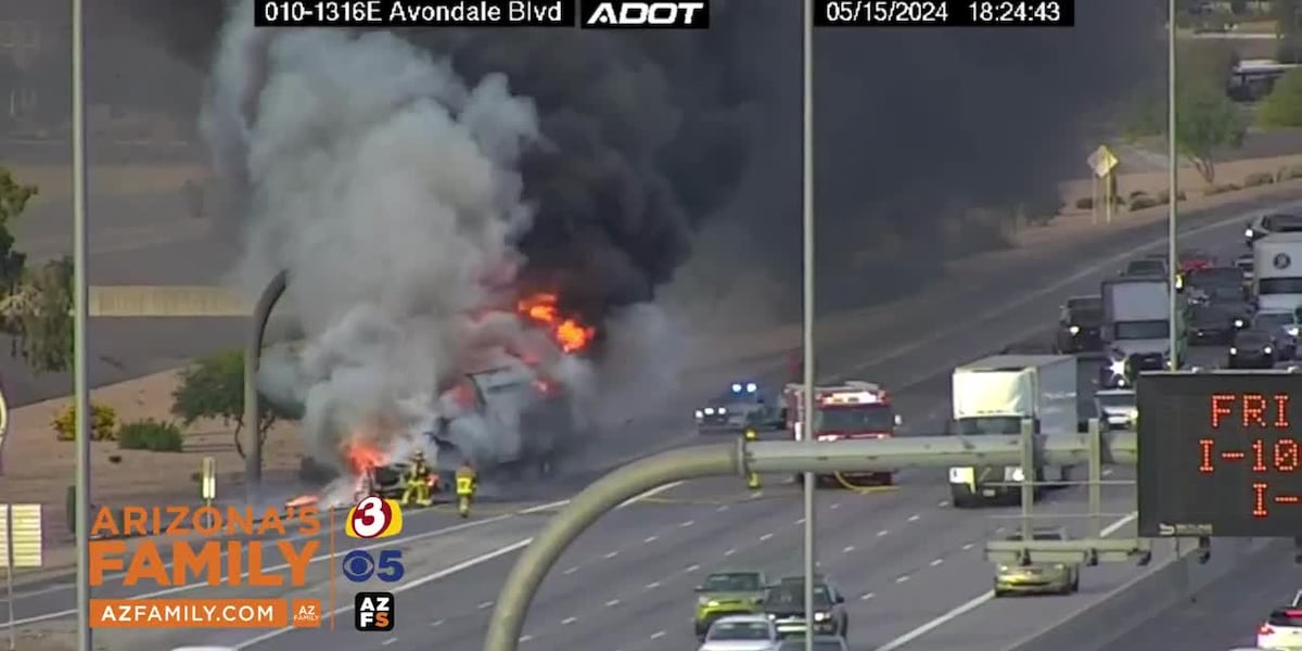 Semi truck catches fire on I-10 west of Phoenix [Video]