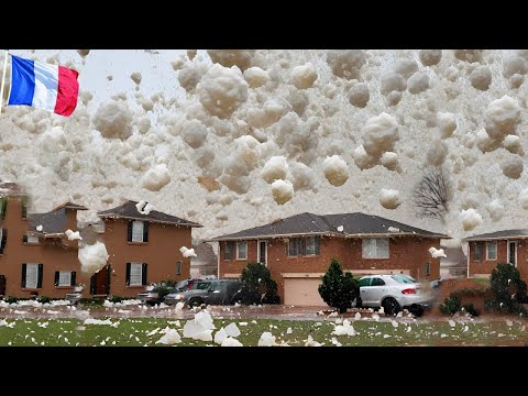 France is panicking! Storm, giant hail of 8 inches destroying houses and vehicles [Video]