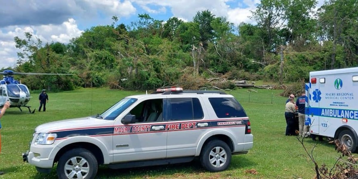 Worker flown to hospital after being hit by large branch during tornado clean-up in Maury County [Video]