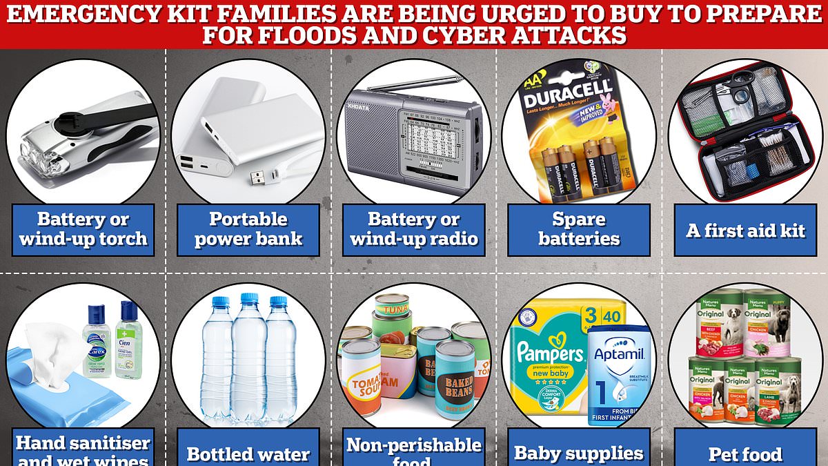 Torches, bottled water, tinned meat and a wind-up radio: The survival kit ministers want Brits to prepare in case of emergencies [Video]
