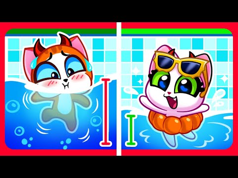 🌊 Safety Rules in the Pool 🏴‍☠️ Funny Toddler Cartoon With Demon Cats🌟 Purr-Purr Fiery Family [Video]