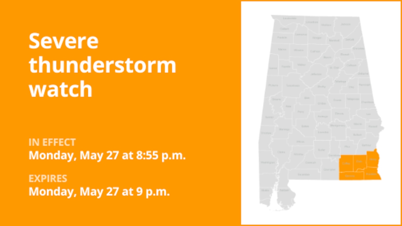 Update: Southeast Alabama under a severe thunderstorm watch Monday night [Video]