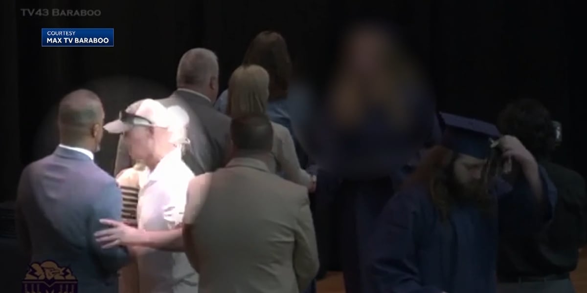 Dad charged after pushing superintendent at graduation [Video]