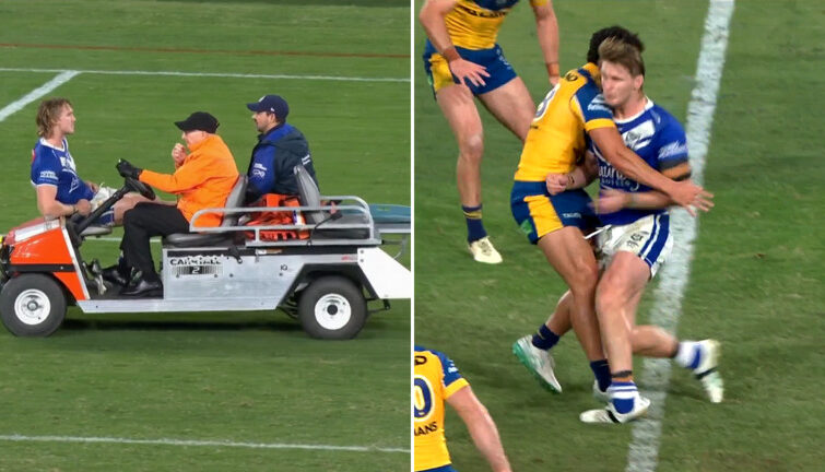 Jacob Preston carted off with a suspected broken ankle after an off-the-ball hit [Video]