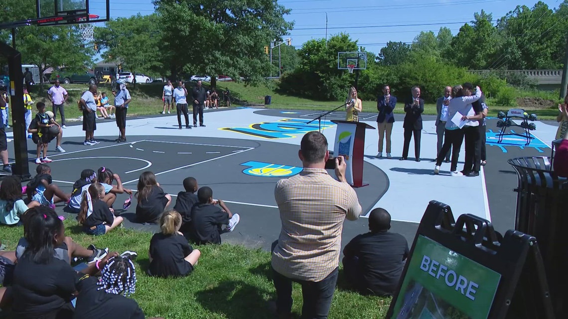 Haliburton helps reveal updates to city park basketball court [Video]