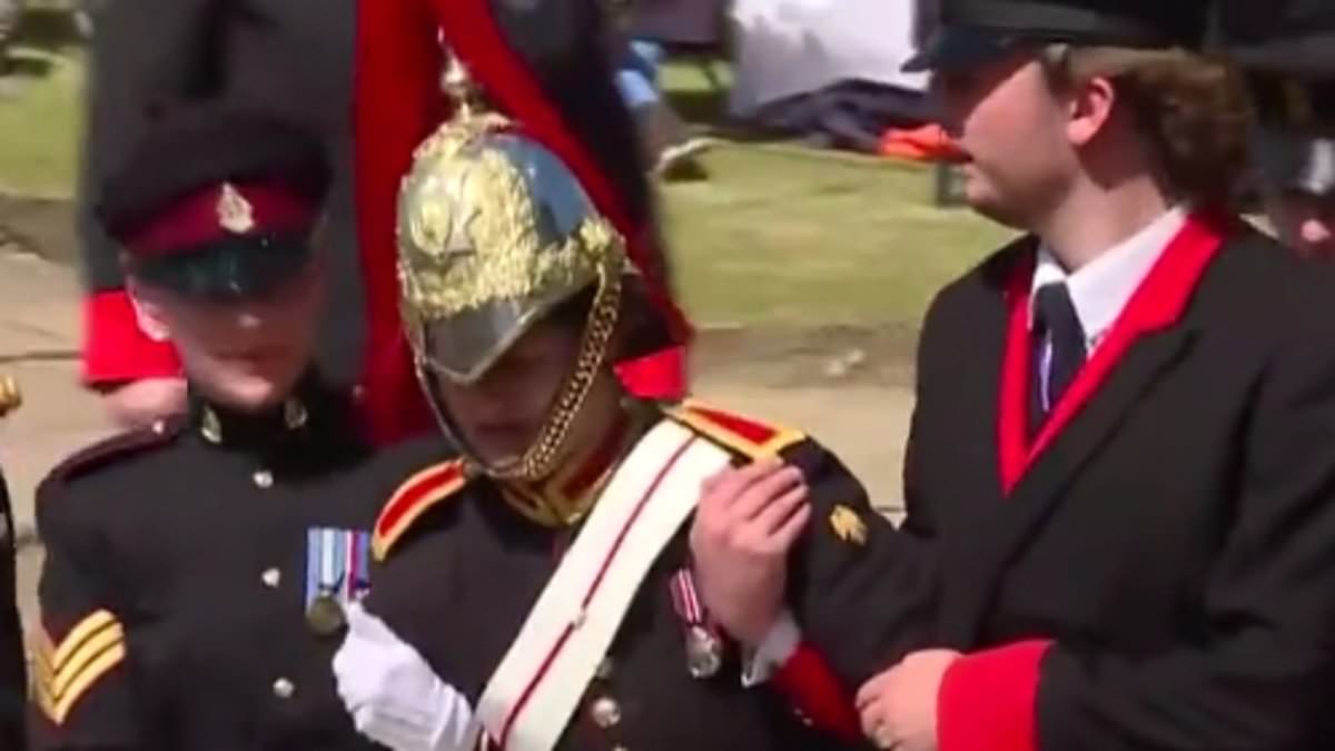 Moment soldier ‘fainted’ during ancient Order of the Garter ceremony at Windsor Castle after three ‘collapsed’ [Video]