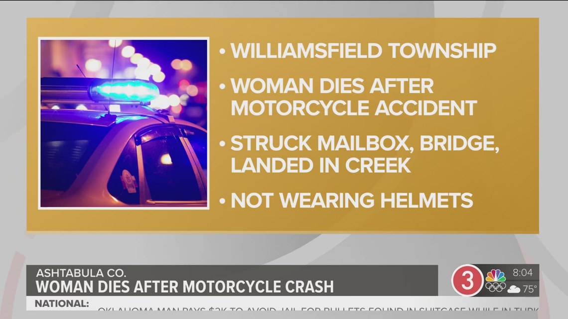 Motorcycle crash kills passenger, injures driver in Ashtabula County, alcohol or drugs ‘may be a factor’ [Video]
