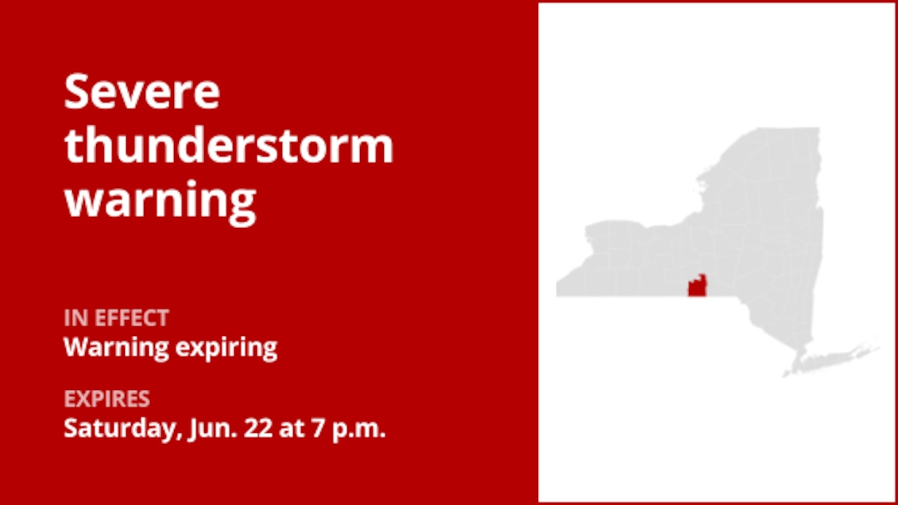 NY weather update: Severe thunderstorm warning previously issued will expire at 7 p.m. [Video]