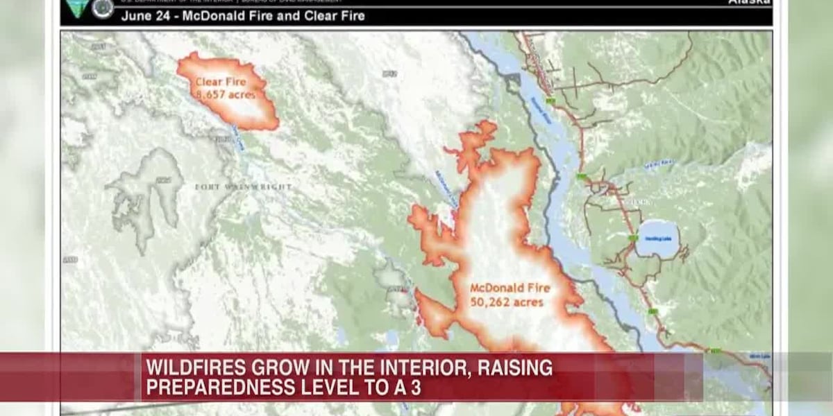 Wildfires grow in the interior, raising preparedness level to a 3 [Video]