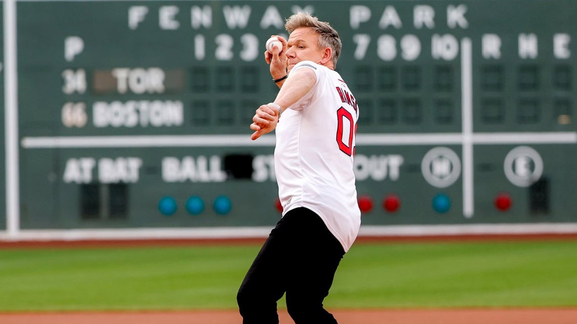 Gordon Ramsay Throws First Pitch at Red Sox Game Following Scary Bicycle Accident [Video]