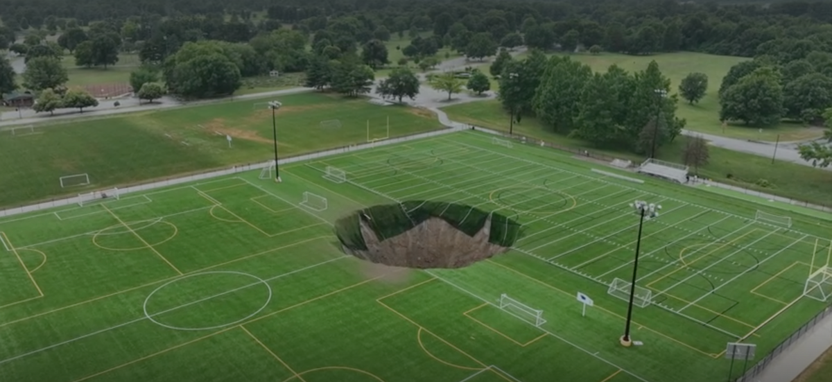 Watch the moment giant sinkhole swallows football pitch in Illinois [Video]