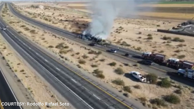 Truck catches fire on Interstate 8 in Yuma [Video]