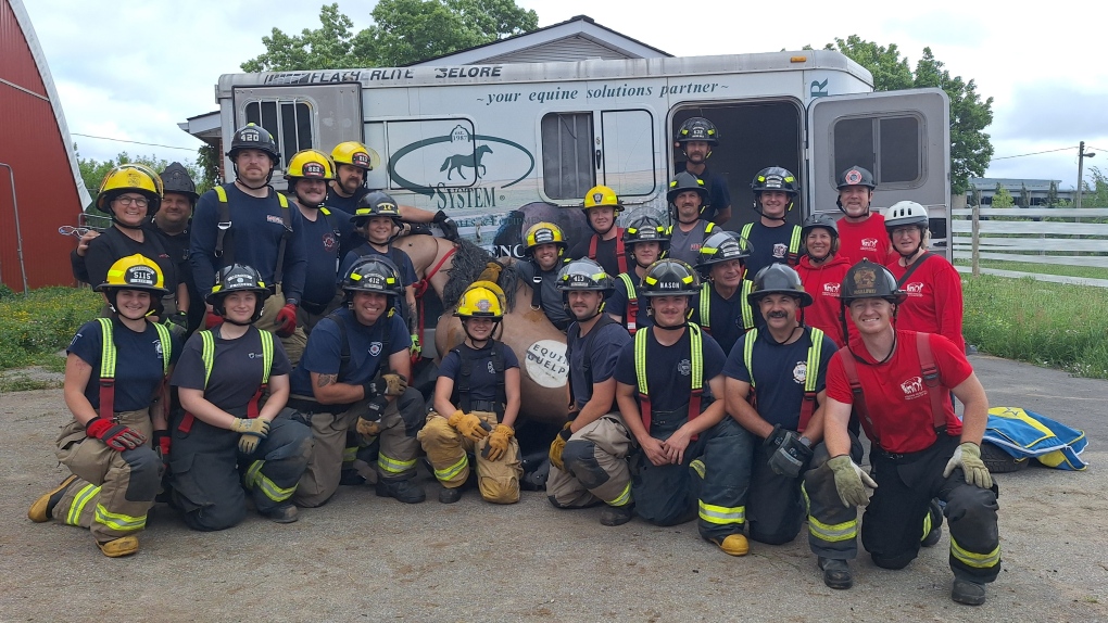 Fire crews from across Ontario take part in large animal rescue training in Guelph, Ont. [Video]