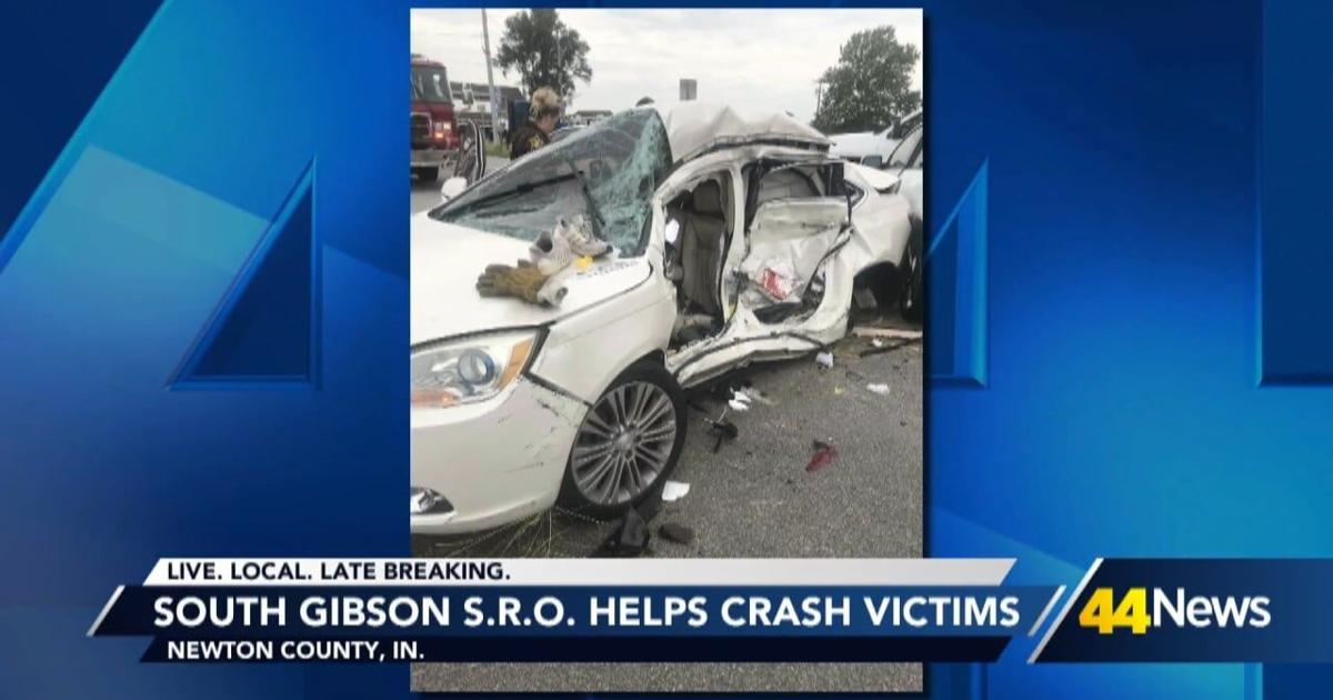 South Gibson S.R.O. rescues 2 people following car accident | Video