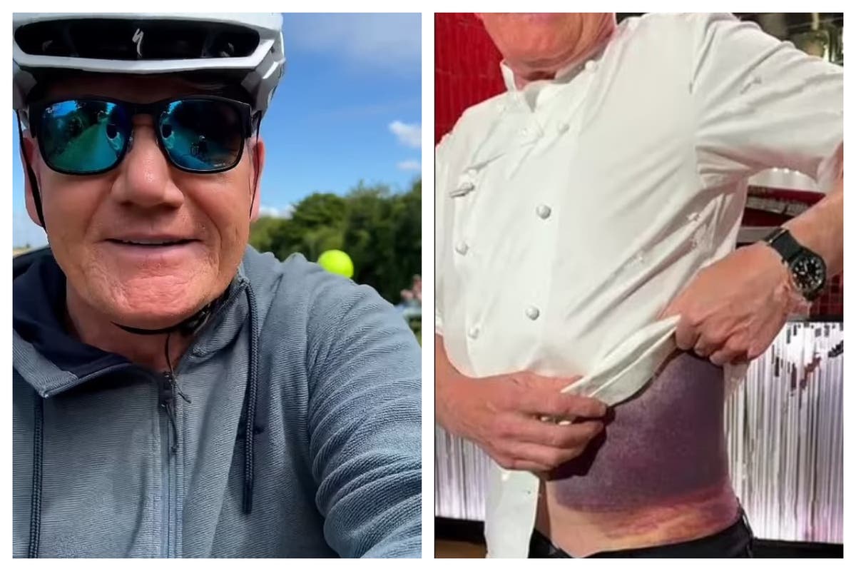 Gordon Ramsay returns to his bike a month after horror accident left him 