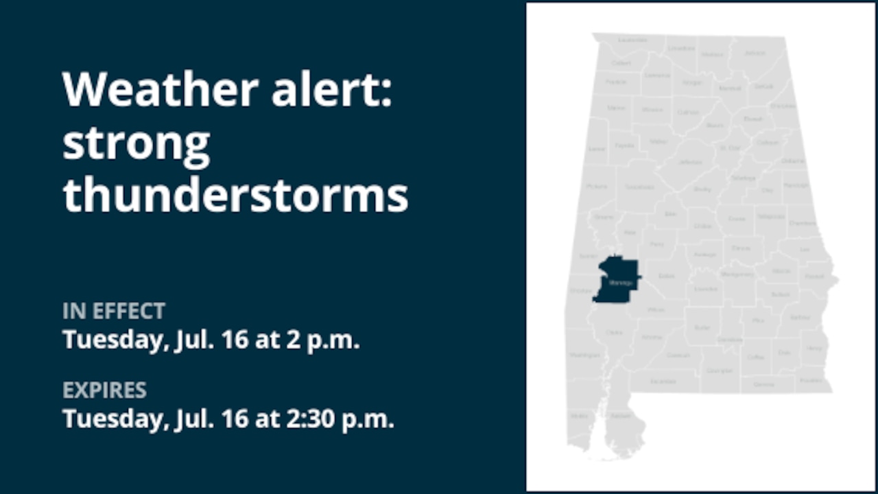 Weather alert for strong thunderstorms in Marengo County Tuesday afternoon [Video]